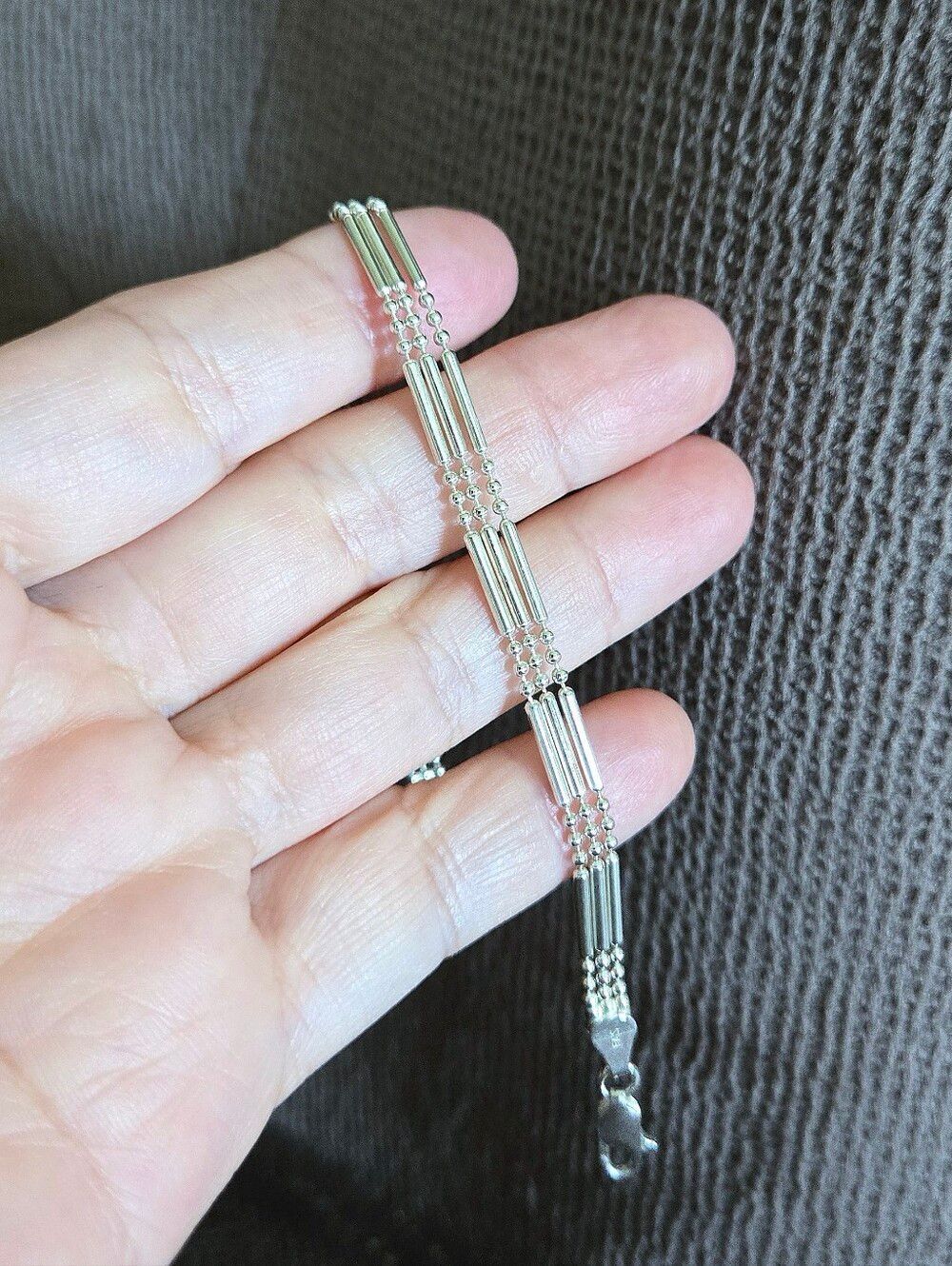 Silver🤍 Bar-Bead Triple3️⃣ Strand Bracelet - NWOT - Picture 12 of 15